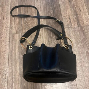 Steve Madden Black Bucket Bag Crossbody  Gold Hardware